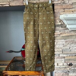 VTG 90s Plaid Preppy Funky Pants Tiki Academia Geometric Green High Waist  EU36